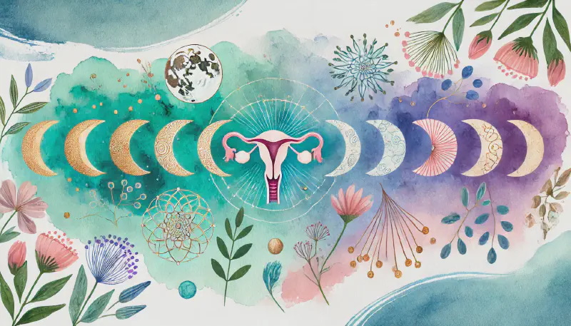 Gebärmutter-Illustration mit Mondphasen